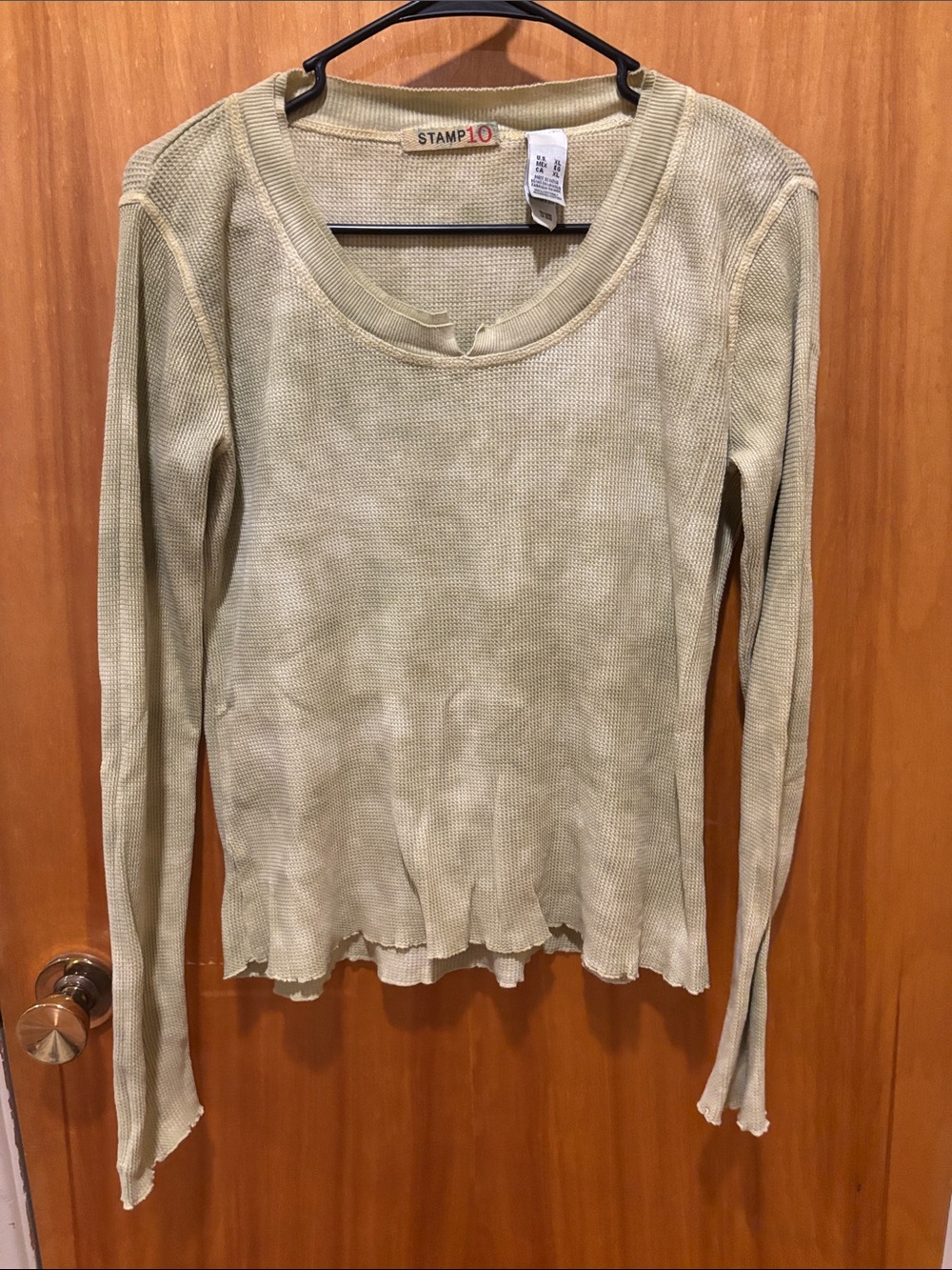 ⭐ 3 for $15 Stampd Long-Sleeve Ribbed Scoop Neck Tee in Light Olive